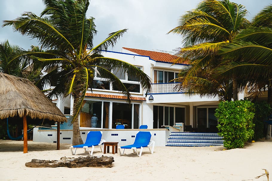 Mexico, Akumal, Sand, Chairs, Beach House, Ocean, Warm, - Seaside Resort , HD Wallpaper & Backgrounds