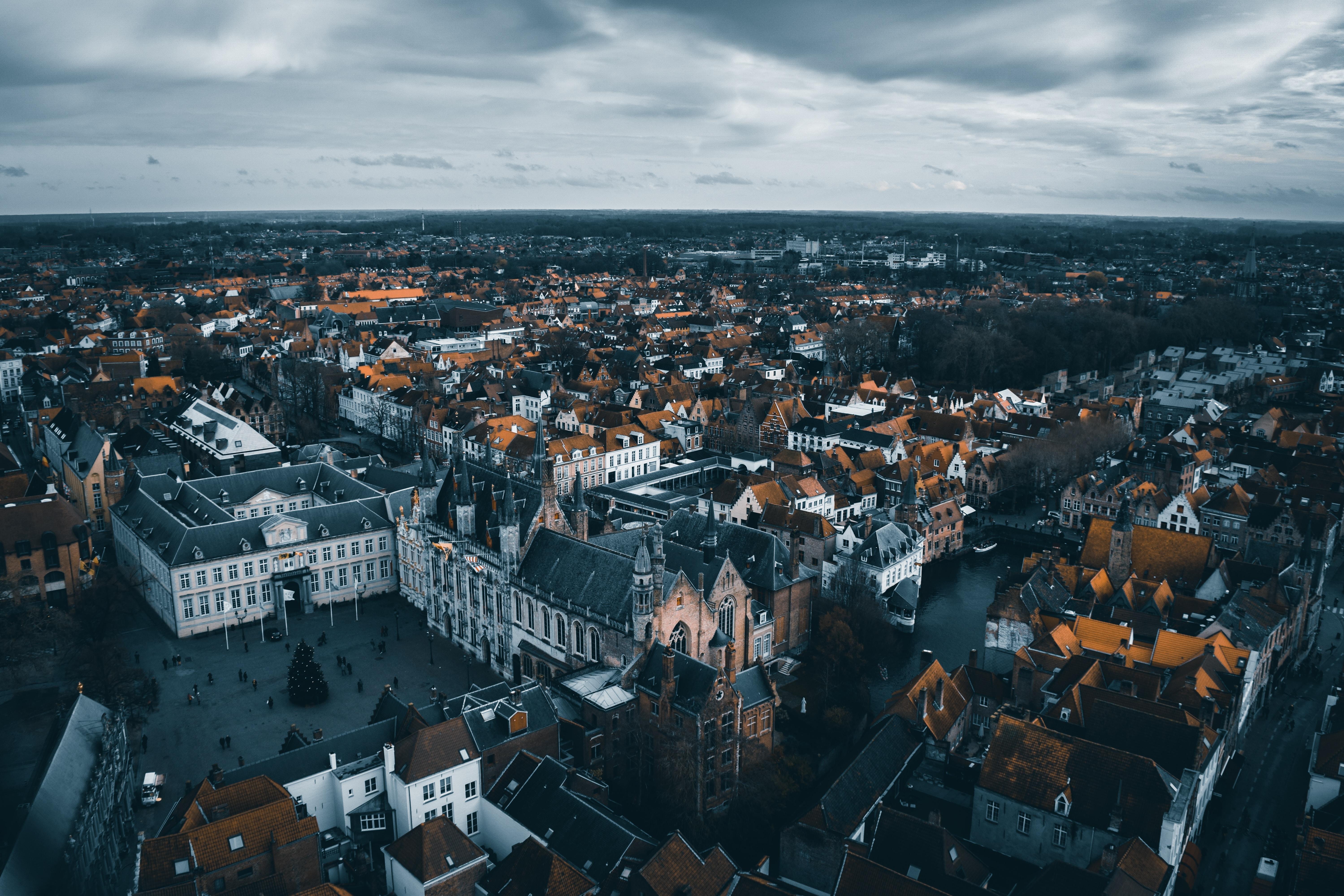 City, Buildings, Aerial View, Architecture, Brugge, - Brugge , HD Wallpaper & Backgrounds