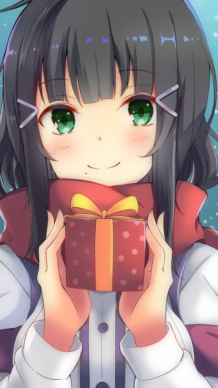 Anime Girl Christmas Gift , HD Wallpaper & Backgrounds