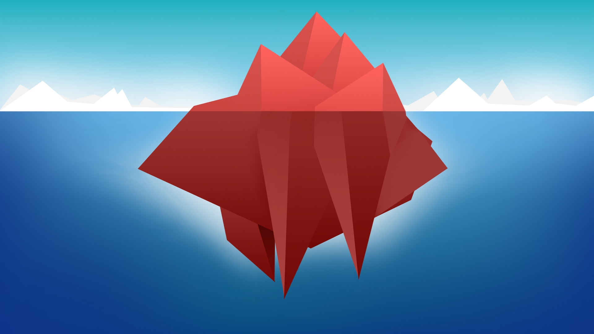 Red Minimal Iceberg For 1920 X 1080 Hdtv 1080p Resolution - Minimalist Wallpaper 4k Iceberg , HD Wallpaper & Backgrounds