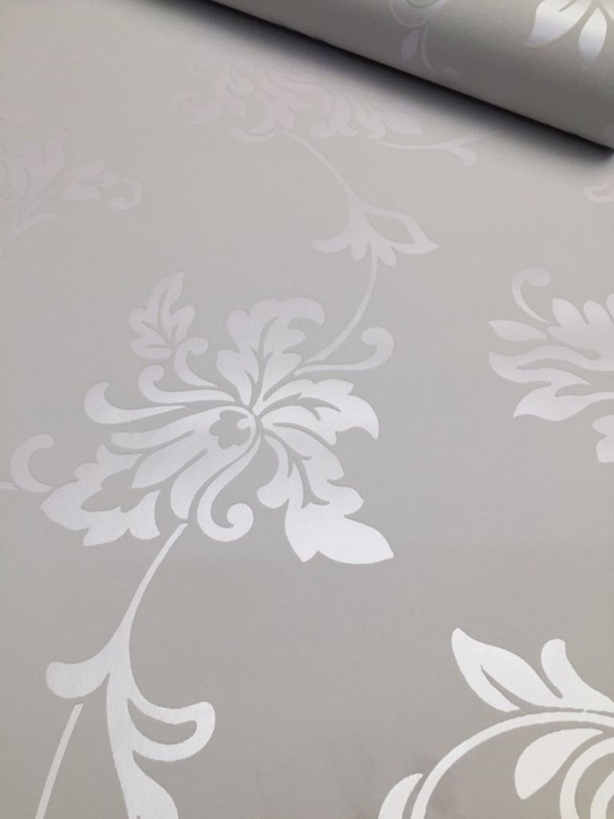 Muriva Hannah Grey Floral Suede Metallic Silver Blown - Wallpaper , HD Wallpaper & Backgrounds
