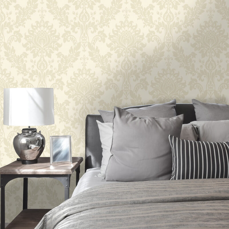 Holden Decor Clara Damask Cream Metallic Glitter Wallpaper - Cream Damask Wallpaper Bedroom , HD Wallpaper & Backgrounds