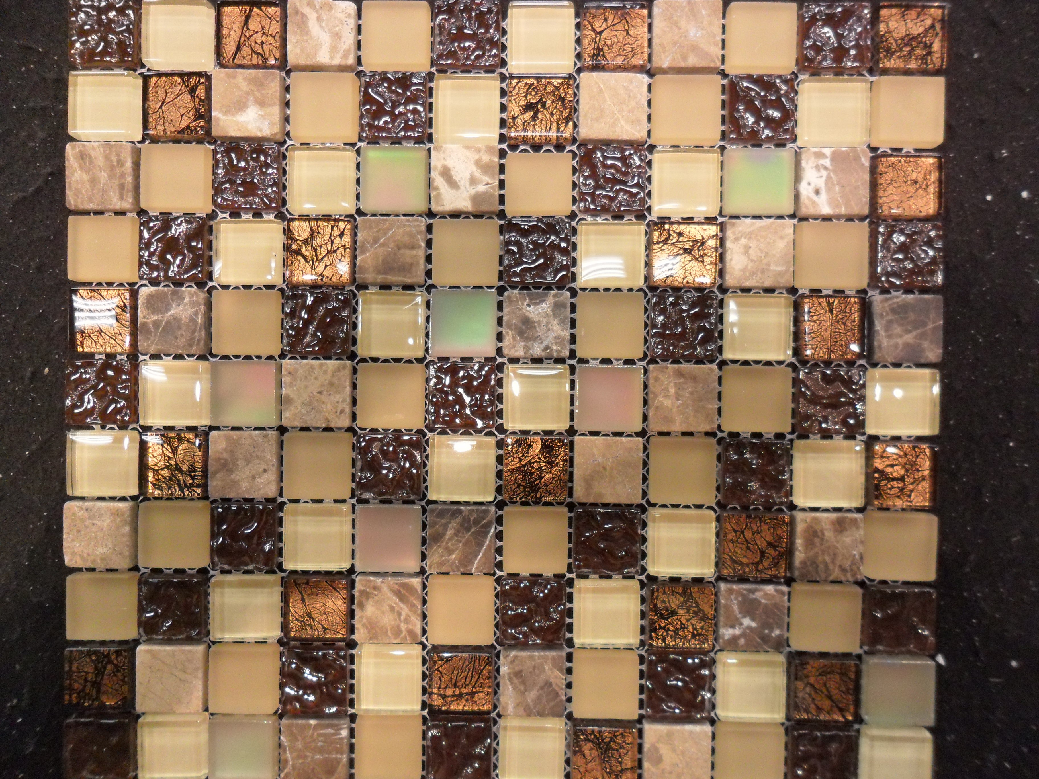 Comglass Tile Stone Mix Copper Look Mosaic Tile Backsplash - Tile , HD Wallpaper & Backgrounds