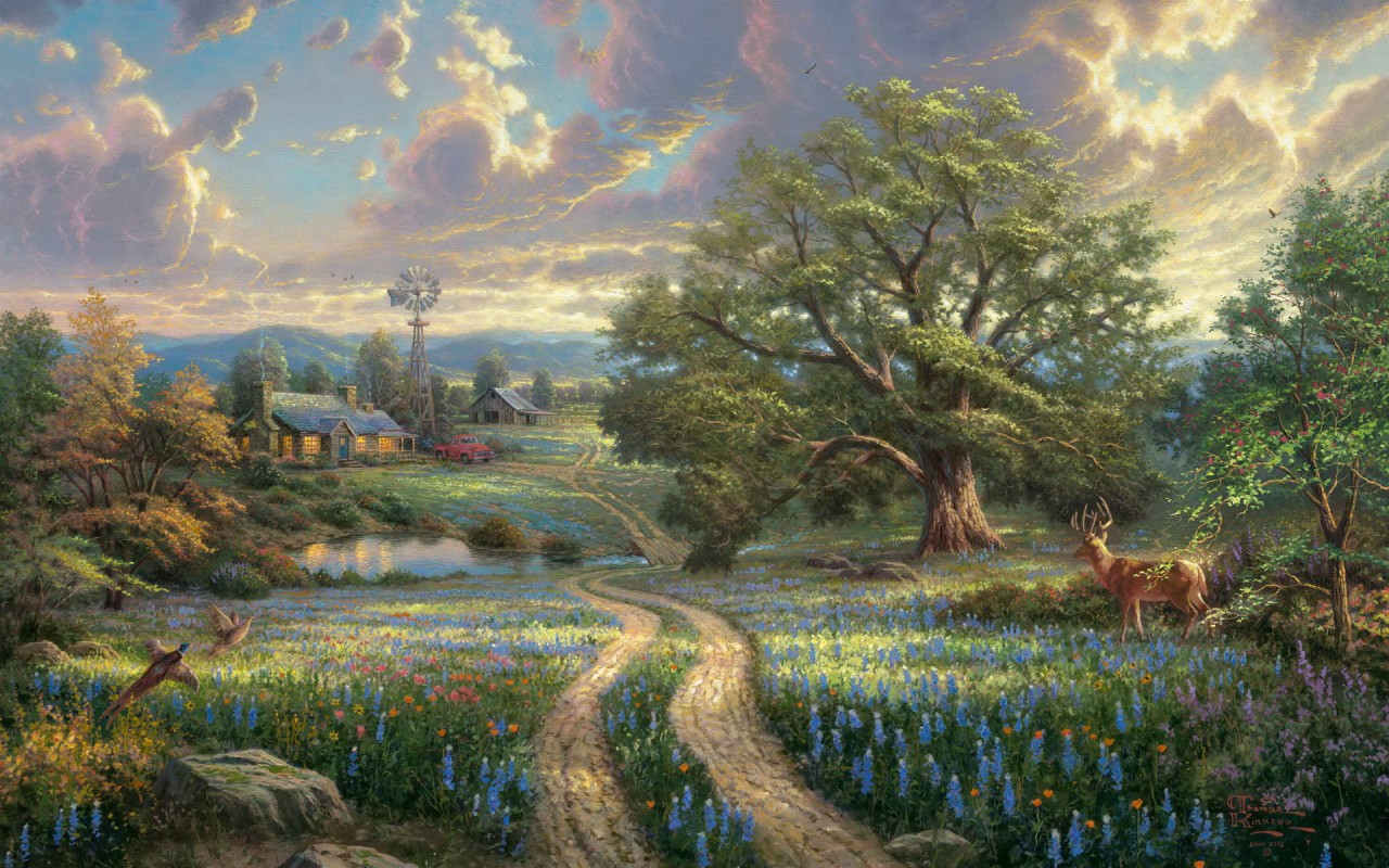 Country Cottage Wallpapers - Thomas Kinkade Country Living , HD Wallpaper & Backgrounds