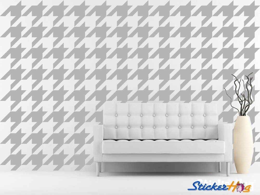 Houndstooth Pattern Mini Wall Decals - Pink And White Houndstooth Fabric , HD Wallpaper & Backgrounds