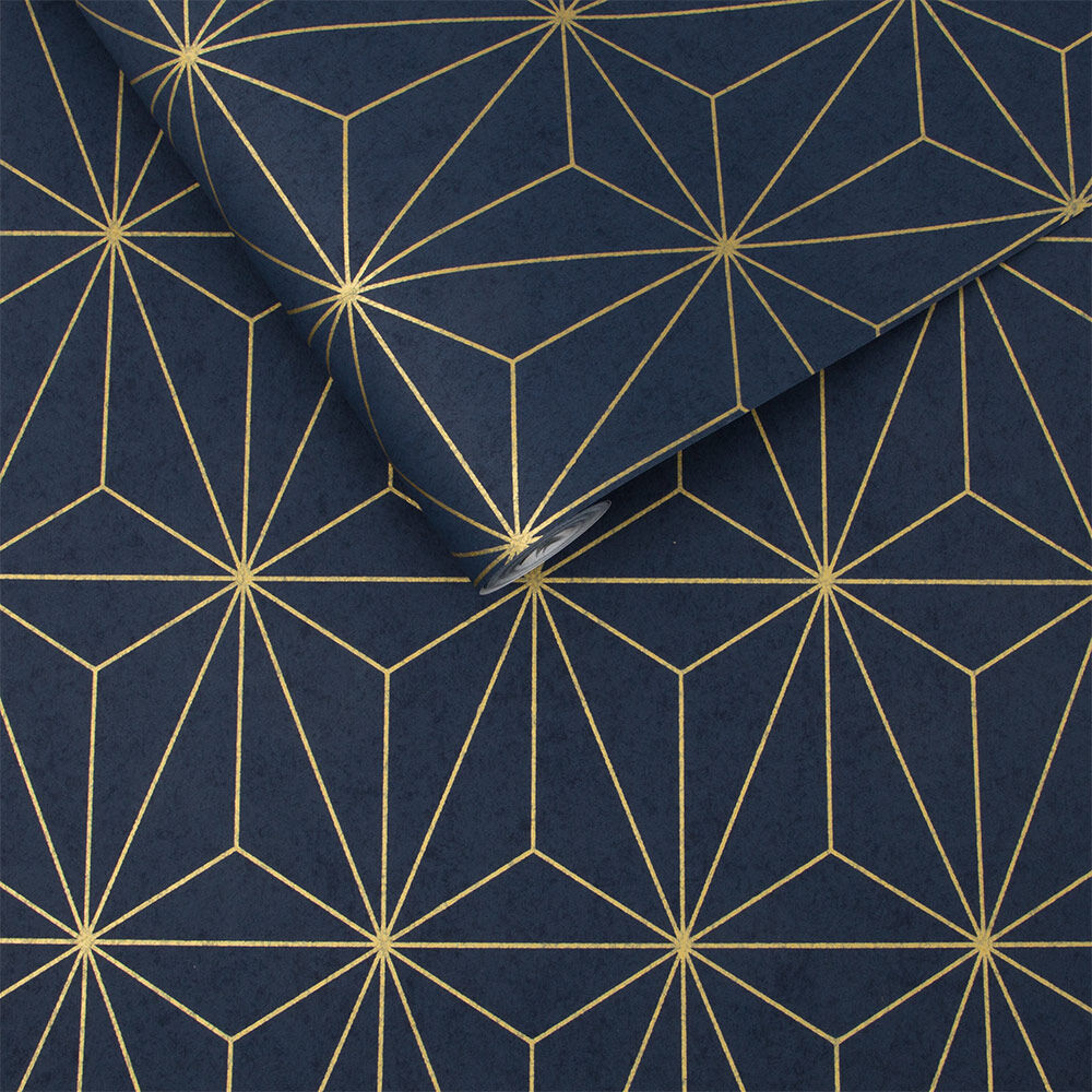 Prism Navy & Gold Wallpaper, , Large - Papier Peint Bleu Et , HD Wallpaper & Backgrounds
