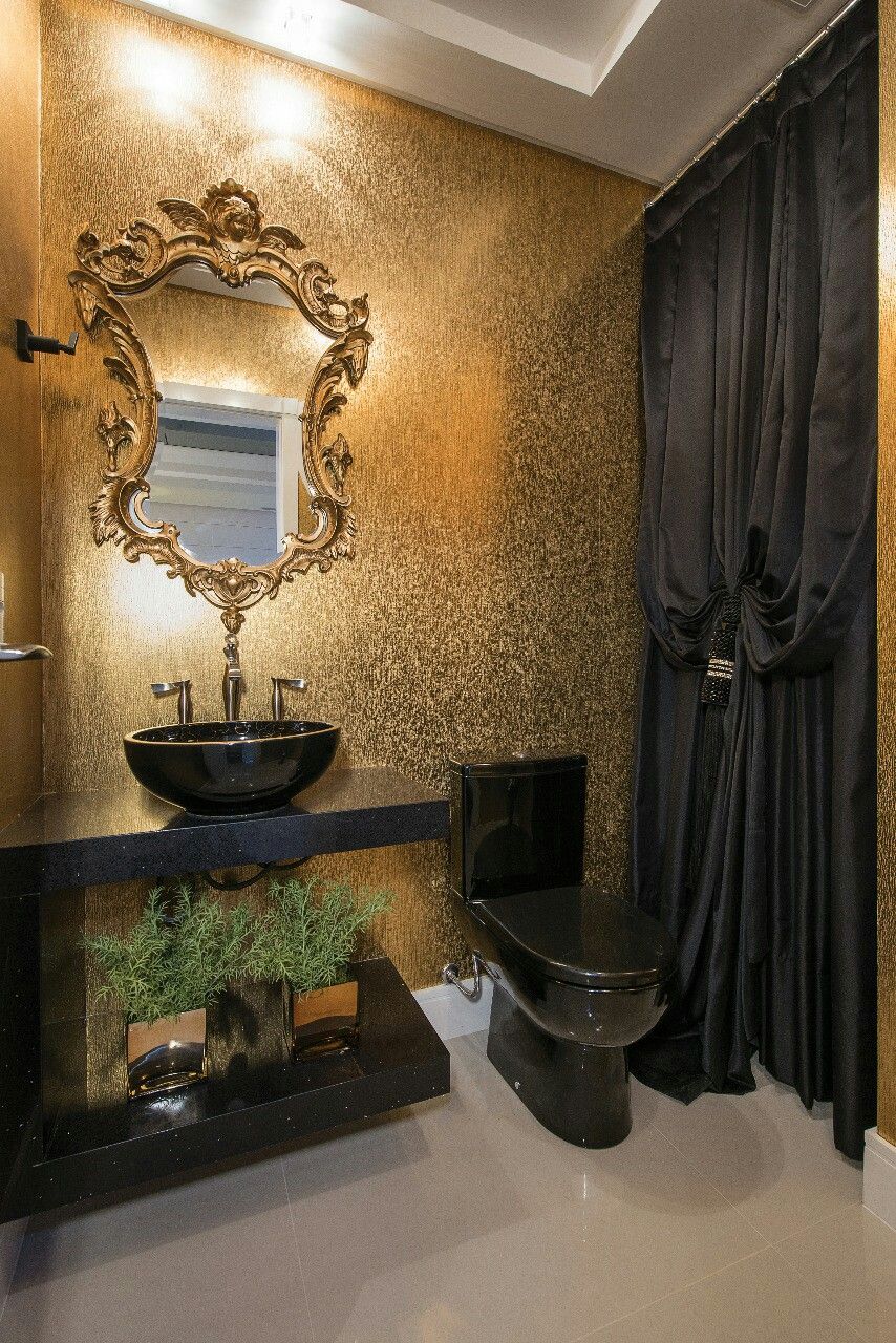 Modern Black And Gold Bathroom , HD Wallpaper & Backgrounds
