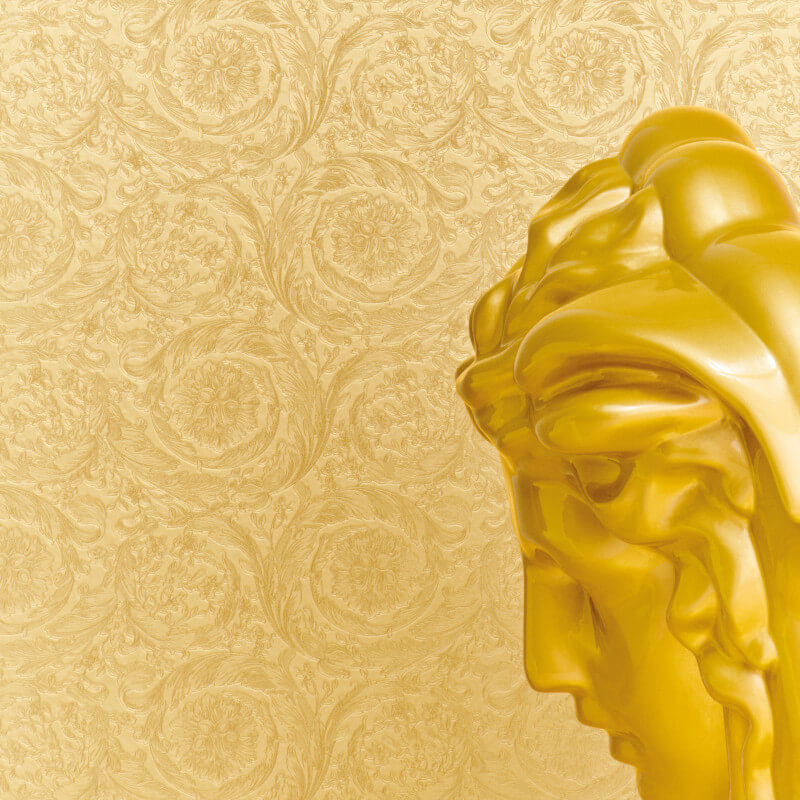 Versace Barocco Flower Yelloe Gold Metallic Wallpaper - Versace Barocco Metallics , HD Wallpaper & Backgrounds