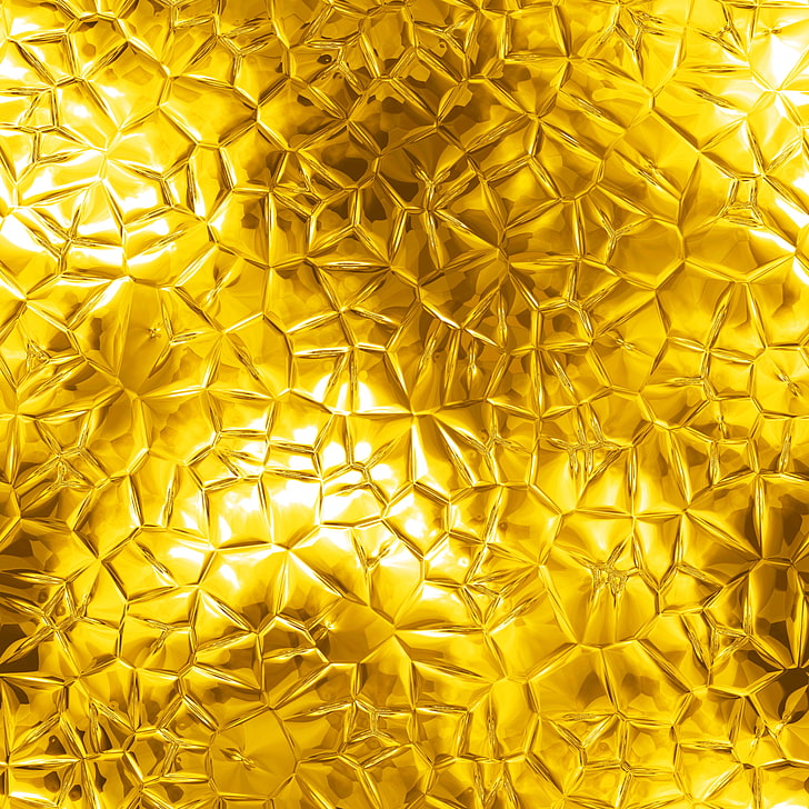 Yellow Stained Glass Panel, Metal, Background, Gold, Gold Texture