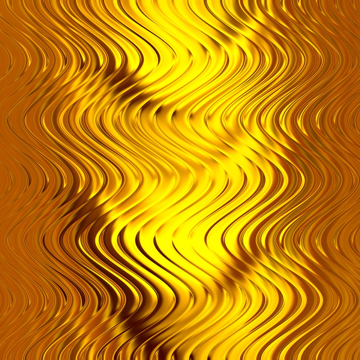 Yellow Wave Illustration, Metal, Gold, Texture, Plate, - Interior Design Wall Focal Point , HD Wallpaper & Backgrounds