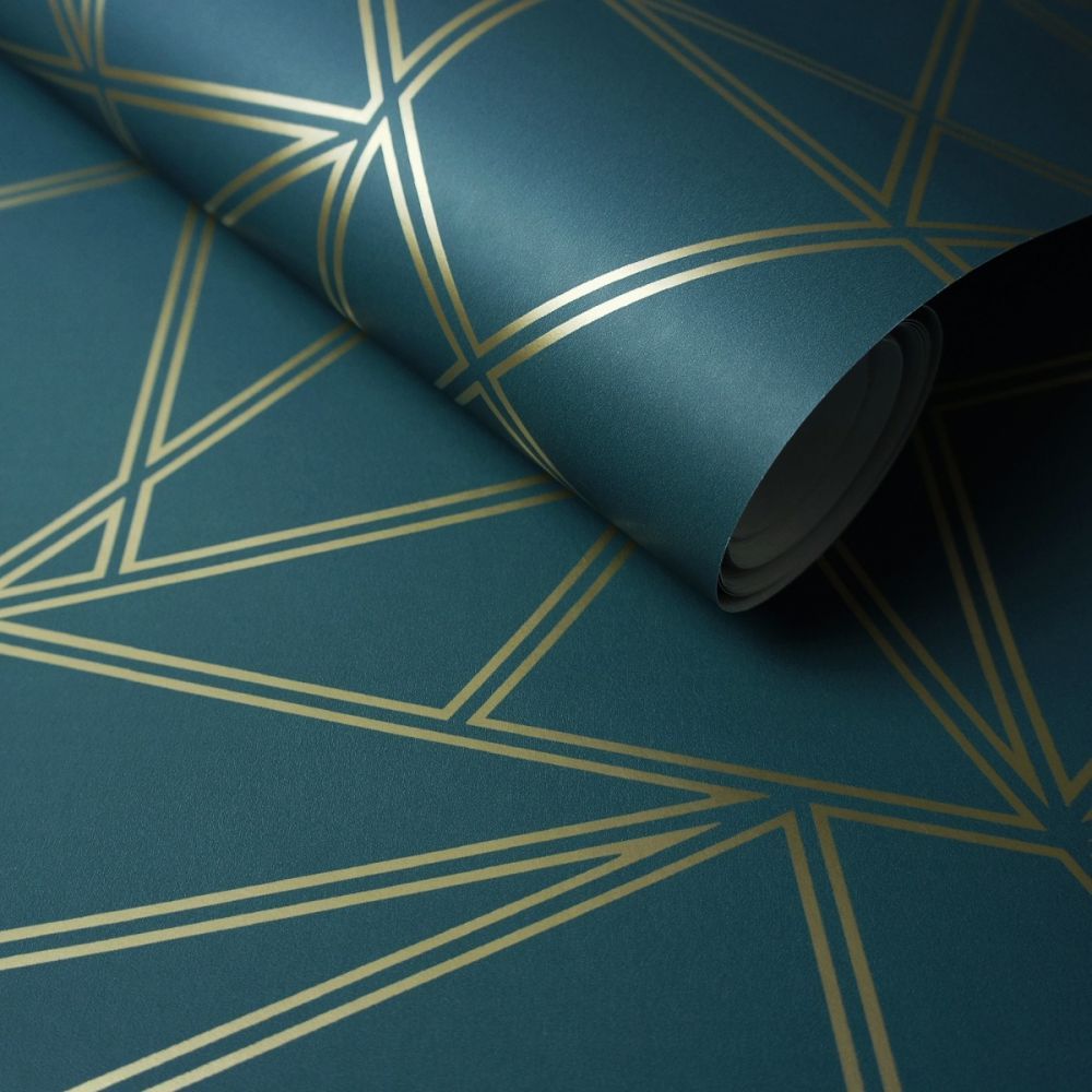 Teal And Gold Geometric , HD Wallpaper & Backgrounds