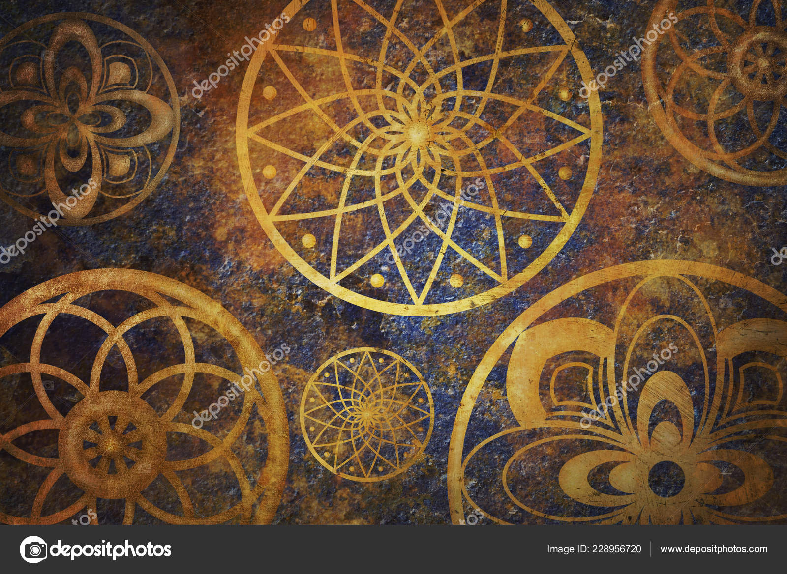 Abstract Fantasy Space Golden Circle Pattern Art Wallpaper - Stock Photography , HD Wallpaper & Backgrounds