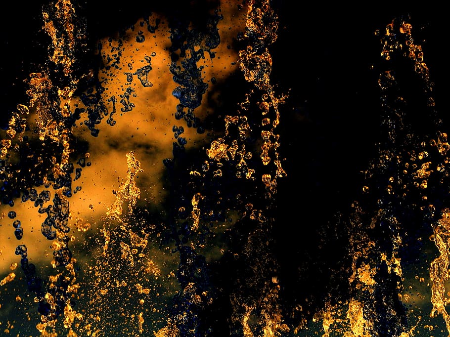 Black, Orange, Digital, Wallpaper, Water, Liquid, Flowing, - Black Liquid Gold , HD Wallpaper & Backgrounds
