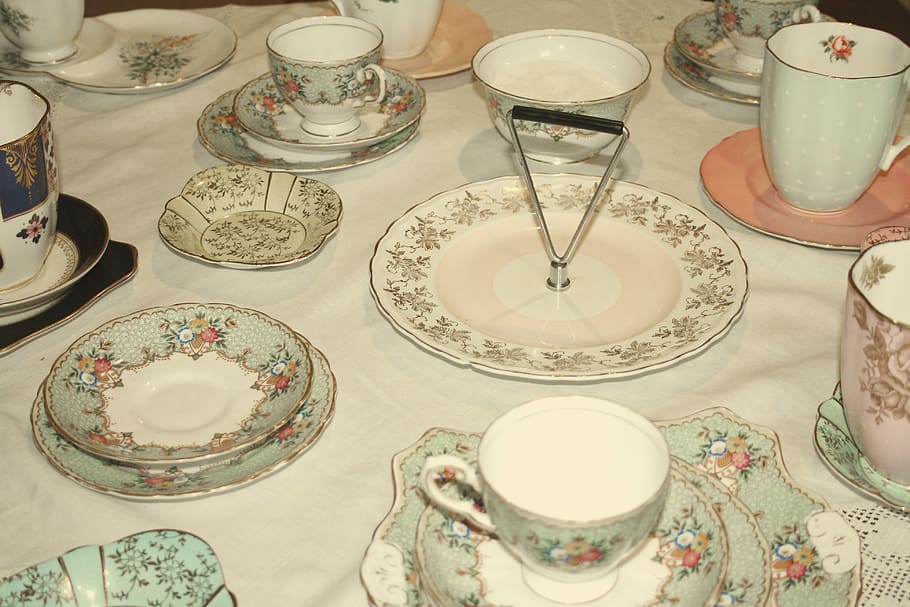 Tea Set, Tea Party, Teapot, Cups, Filter, Vintage, - งาน เลี้ยง น้ำ ชา , HD Wallpaper & Backgrounds