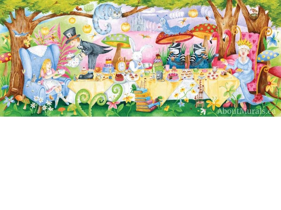 The Tea Party Wall Mural Features Alice In Wonderland - Murals Of Alice In Wonderland , HD Wallpaper & Backgrounds
