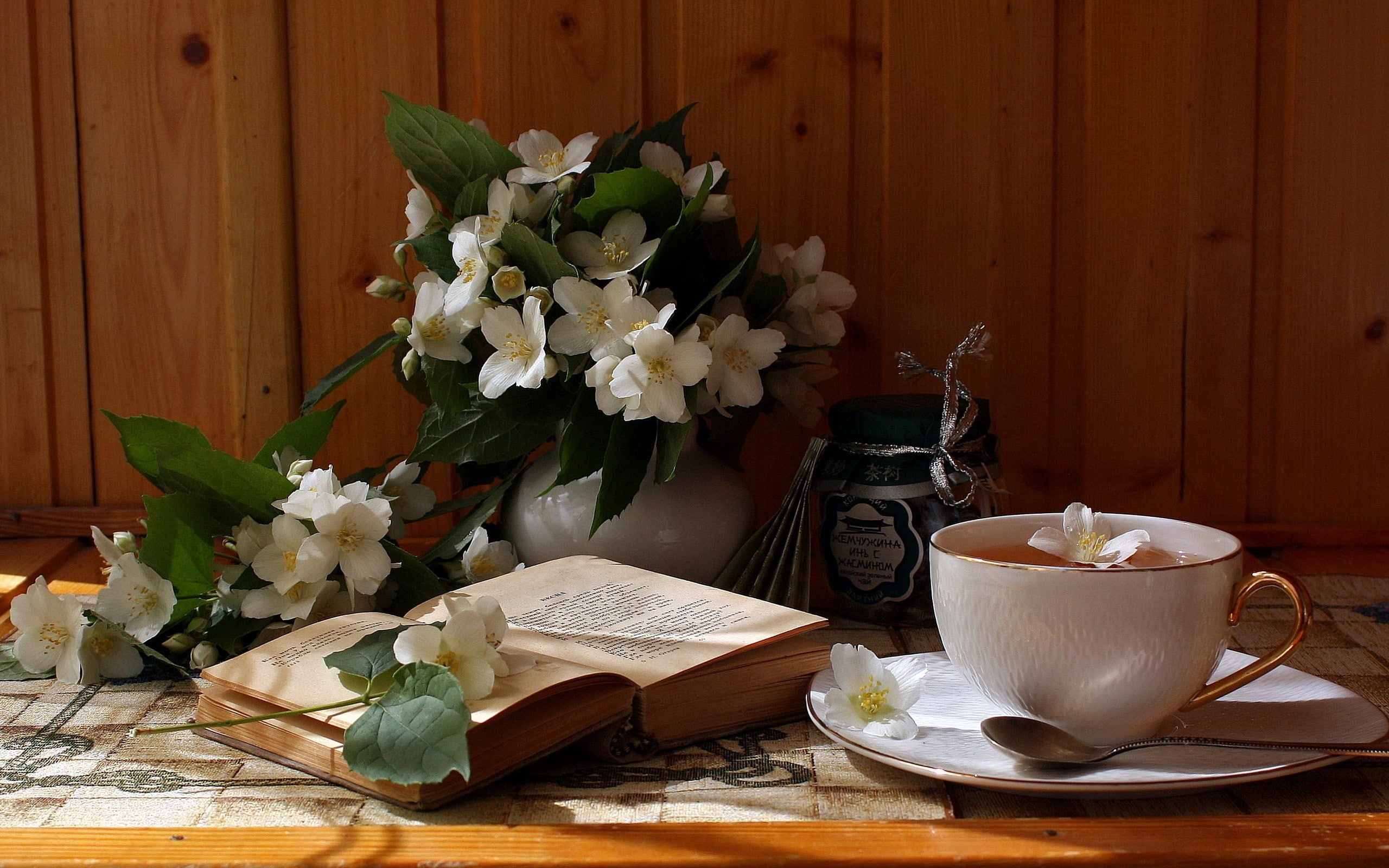 Tea Flower And Book , HD Wallpaper & Backgrounds