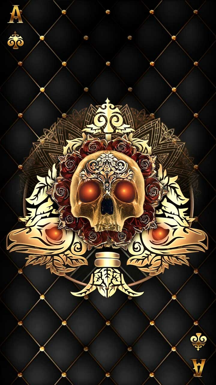 Black And Gold Skull , HD Wallpaper & Backgrounds