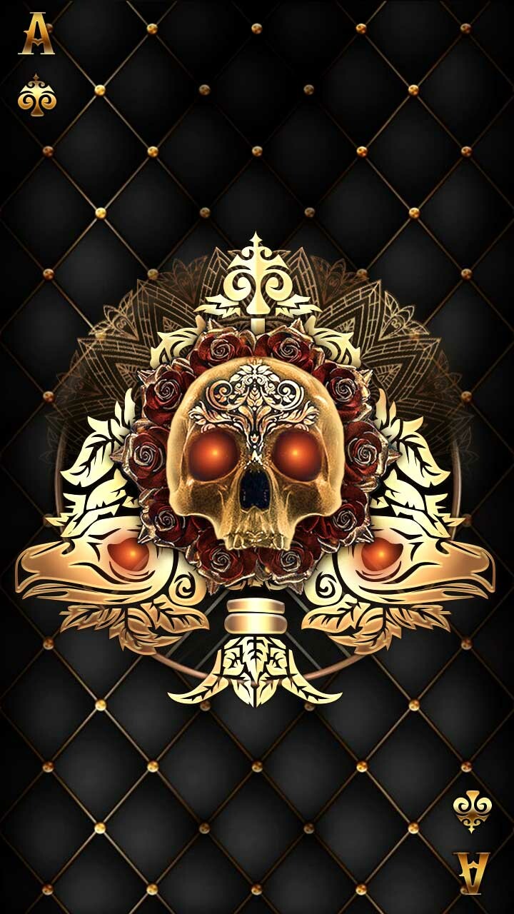 Black And Gold Skull (#3271764) - HD Wallpaper & Backgrounds Download