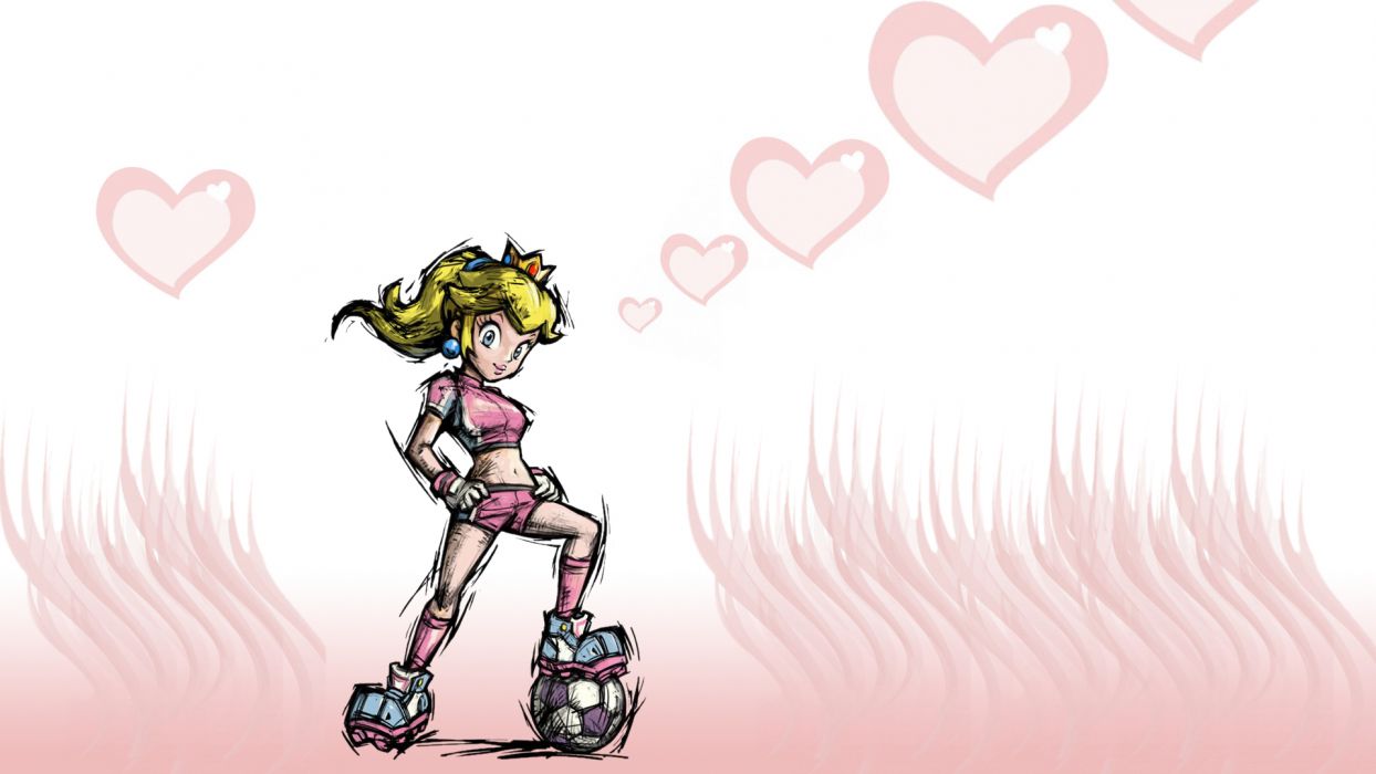 Princess Peach Mario White Heart Soccer Football Drawing - Super Mario Strikers Deviantart , HD Wallpaper & Backgrounds