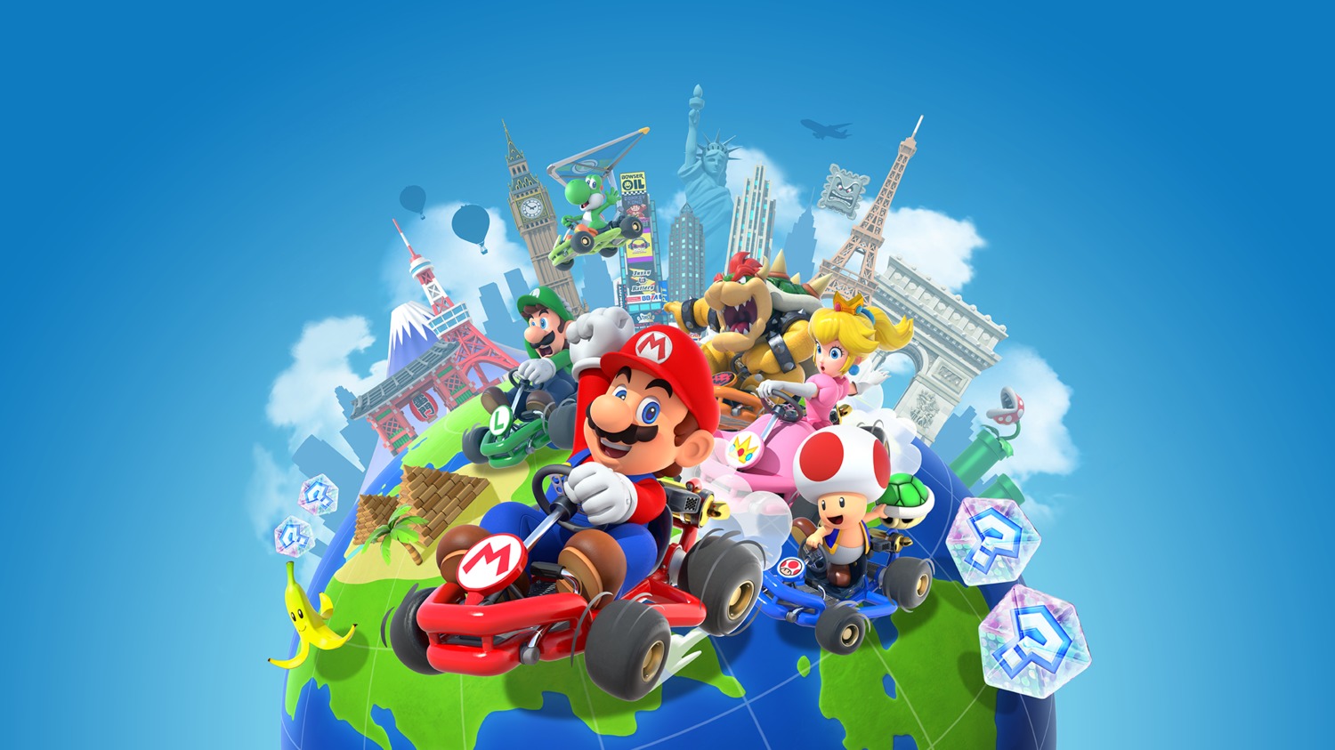 Bowser Luigi Mario Mariocart Tour Princess Peach Toadstool - Mario Kart Tour , HD Wallpaper & Backgrounds