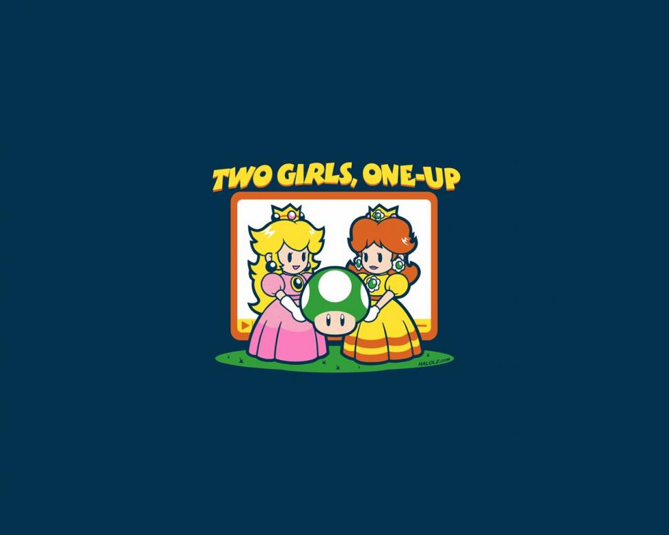 Mario Princess Peach Peach Daisy Mushroom Blue Hd Wallpaper,video - Two Girls One Up Mario , HD Wallpaper & Backgrounds