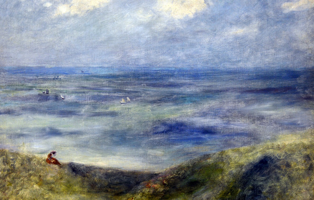 Photo Wallpaper Renoir, Pierre-auguste Renoir, Pierre - Seashore At Guernsey, 1883 , HD Wallpaper & Backgrounds