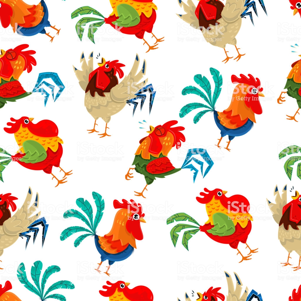Rooster Seamless Pattern - Fond Ecran Poule Colore , HD Wallpaper & Backgrounds