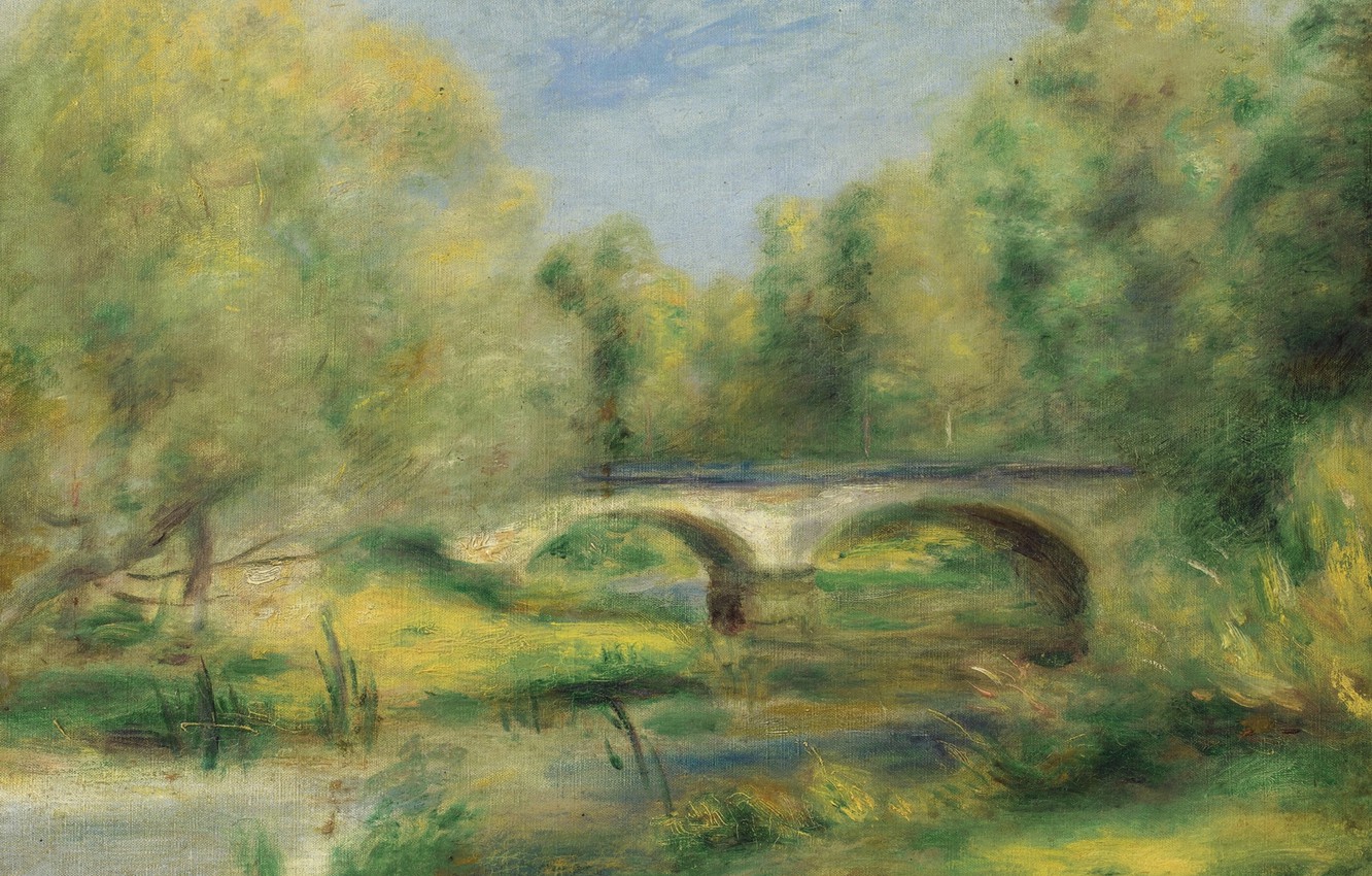 Photo Wallpaper Bridge, Picture, Landscape, 1905, Pierre - Pierre-auguste Renoir , HD Wallpaper & Backgrounds
