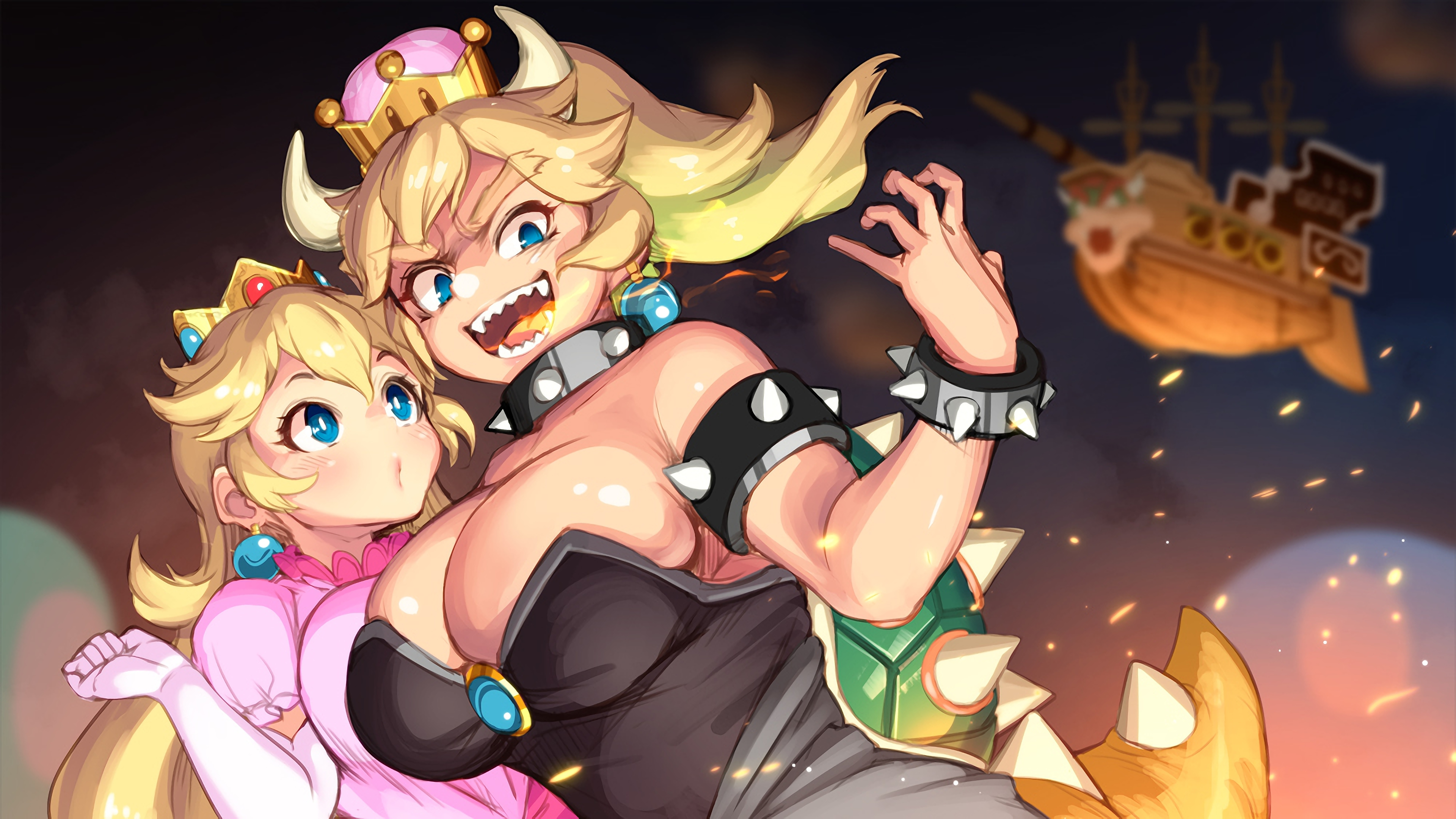 Bowsette And Princess Peach , HD Wallpaper & Backgrounds
