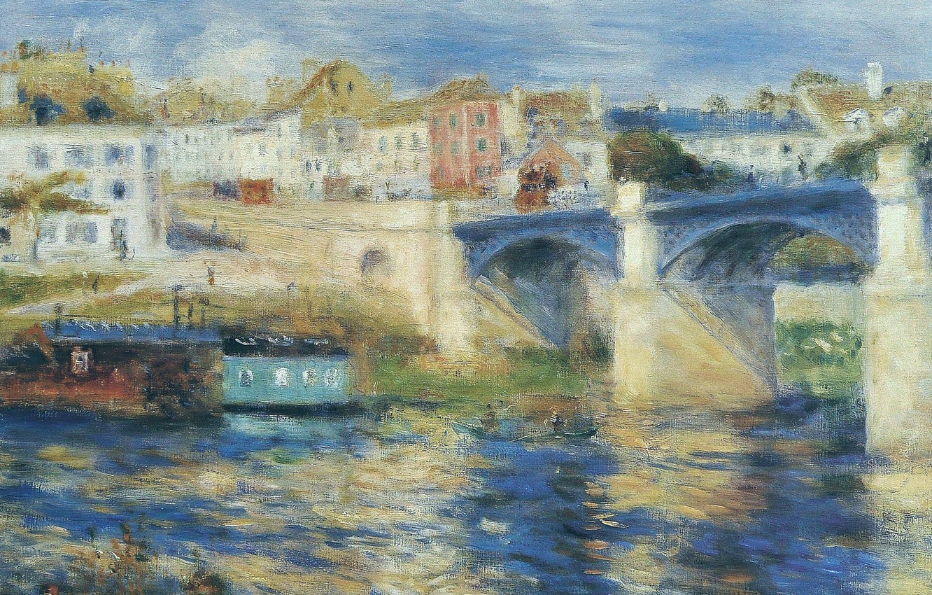 Photo Wallpaper River, Picture, The Urban Landscape, - Painting Pierre Auguste Renoir , HD Wallpaper & Backgrounds