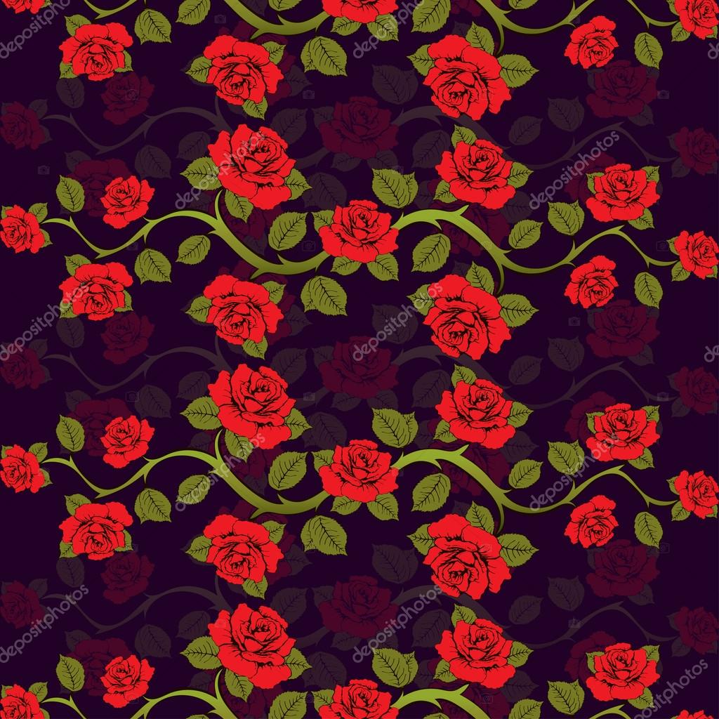 Seamless Floral Pattern With Roses Branches - Floral Print Fabric Designs , HD Wallpaper & Backgrounds