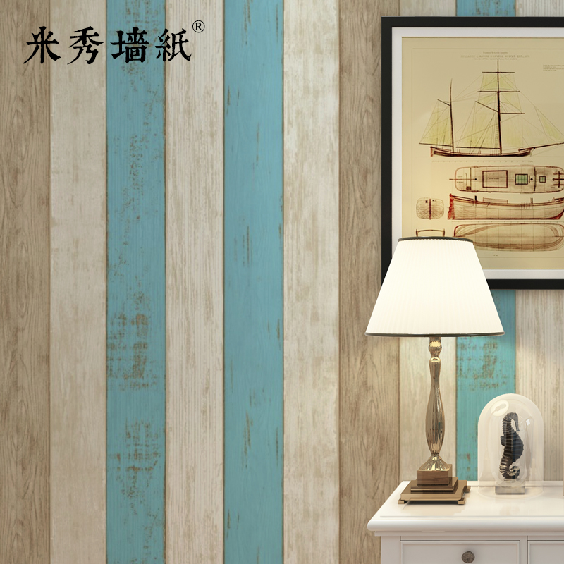 Blue Wood Wallpaper Mediterranean Style Bedroom Living - Wallpaper , HD Wallpaper & Backgrounds