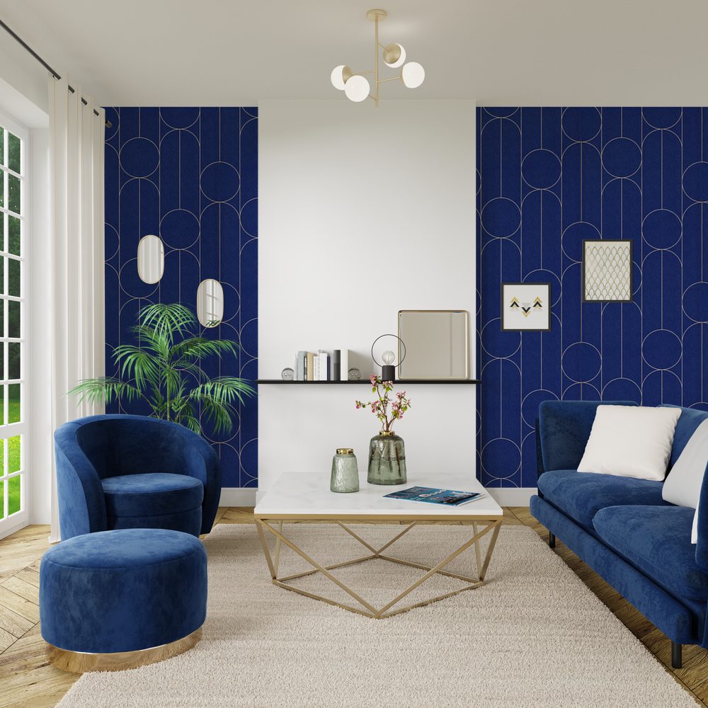 Non-woven Wallpaper Bellagio Colour Navy Blue - Papier Peint Bleu Et , HD Wallpaper & Backgrounds