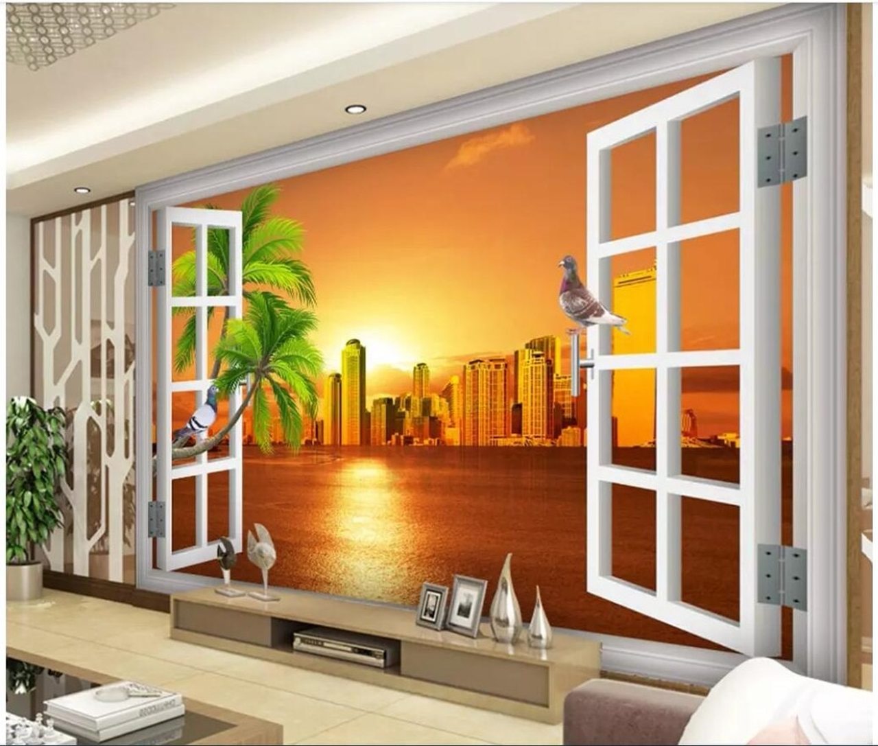Orange Wallpaper For Walls - 3d Room Decoration , HD Wallpaper & Backgrounds