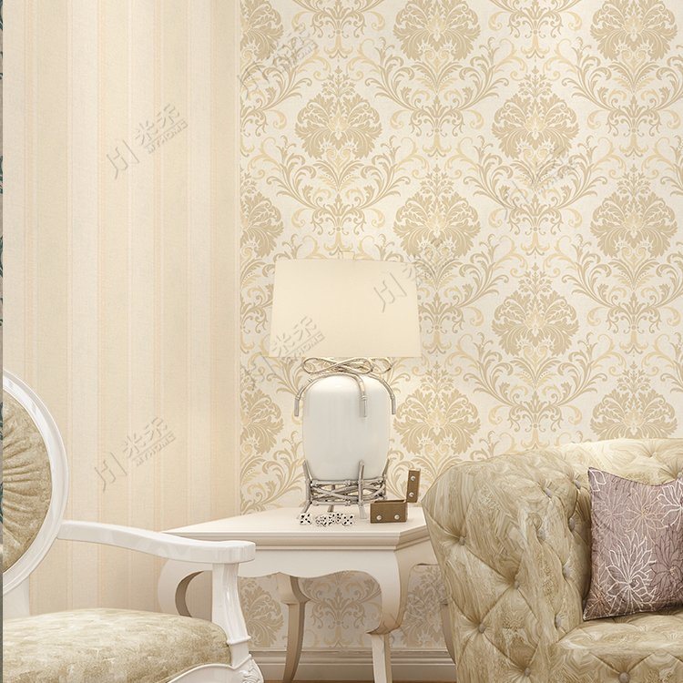 Luxury Big Flower Design Damask Pvc Waterproof Wallpaper - Beautiful Beige Wallpaper For Living Room , HD Wallpaper & Backgrounds