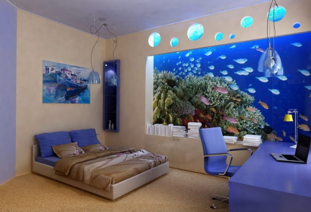 Living Room Wall Aquarium Design , HD Wallpaper & Backgrounds