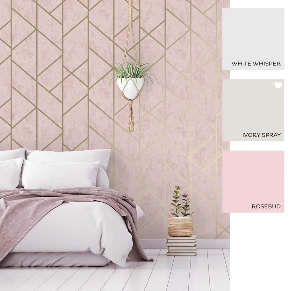 Grey And Pink Wallpaper Bedroom , HD Wallpaper & Backgrounds