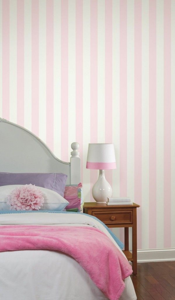 Pink Striped Wallpaper Bedroom , HD Wallpaper & Backgrounds