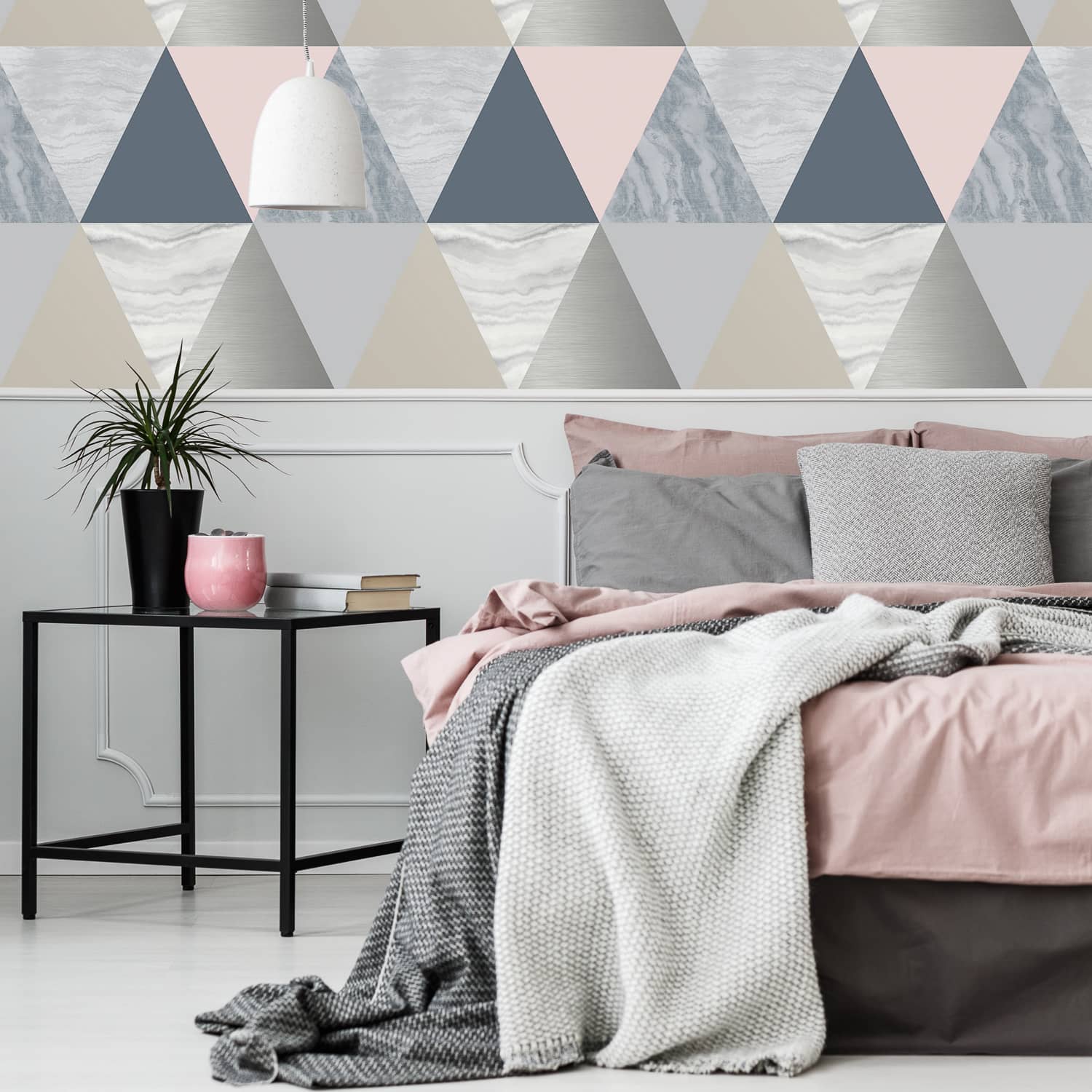 Harlequin Navy & Pink Wallpaper - Grey White Pink Bedding , HD Wallpaper & Backgrounds