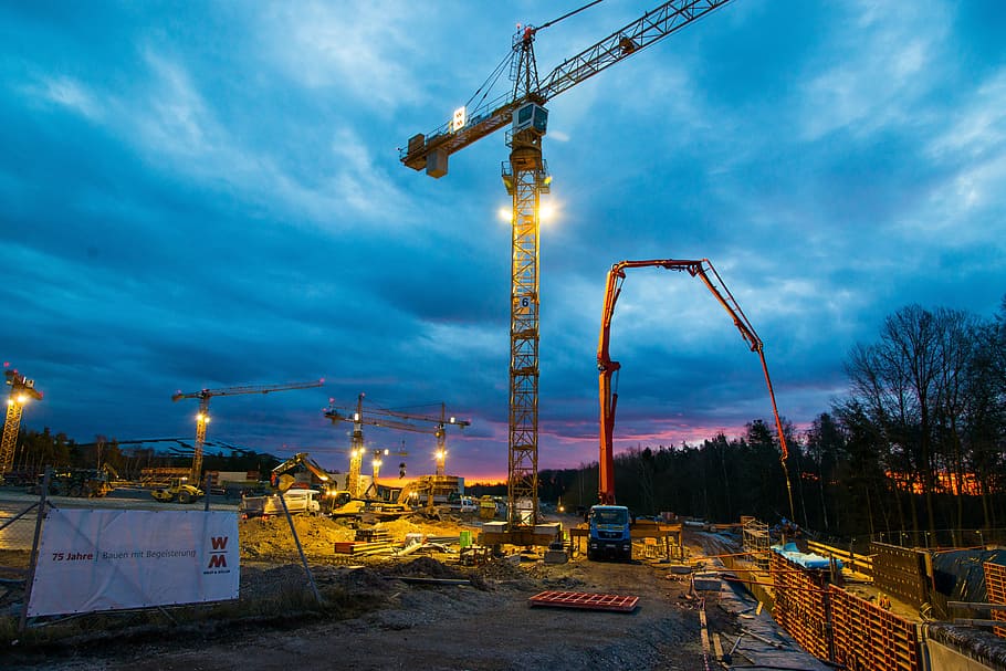 Yellow Crane On Construction Site, Building, Concrete, - Centro De Trabajo Construcción , HD Wallpaper & Backgrounds
