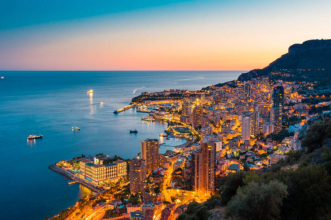 Download Monaco After Sunset French Riviera Free Stock - Monte-carlo , HD Wallpaper & Backgrounds