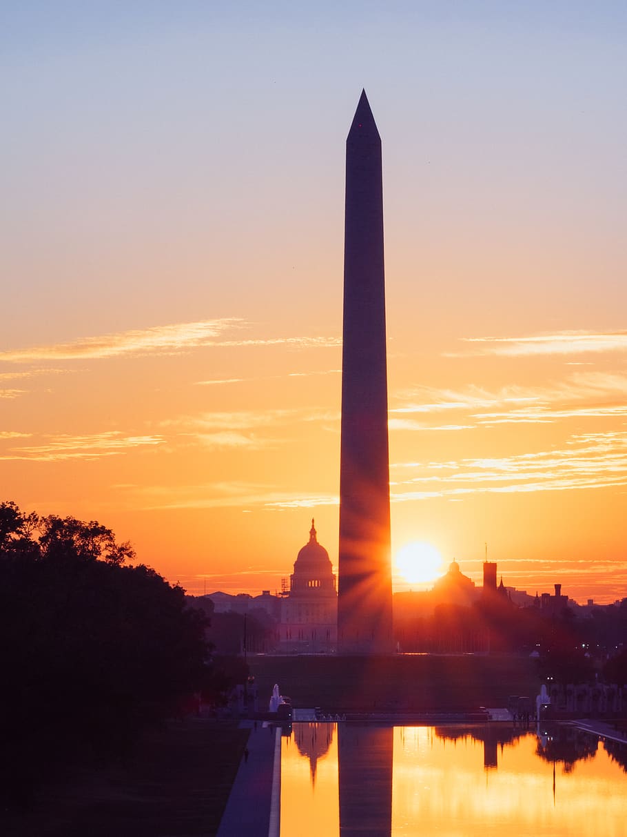 Dc, Washington, Monument, Sunrise, Sunset, Sky, Architecture, - Washington Dc Wallpaper Iphone , HD Wallpaper & Backgrounds