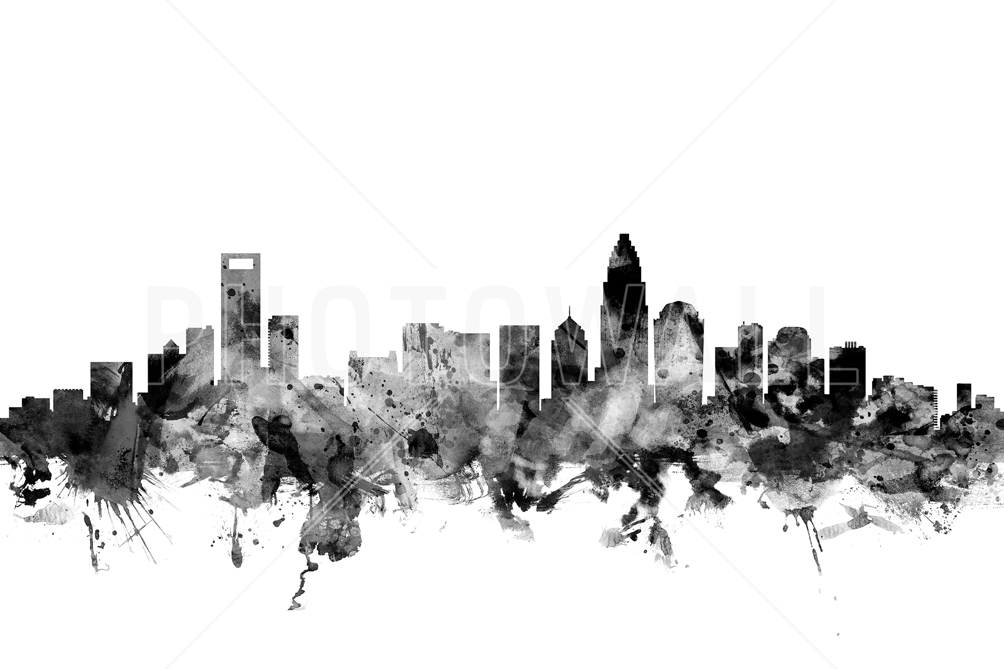 Charlotte North Carolina Skyline Black - Charlotte Wall Art , HD Wallpaper & Backgrounds
