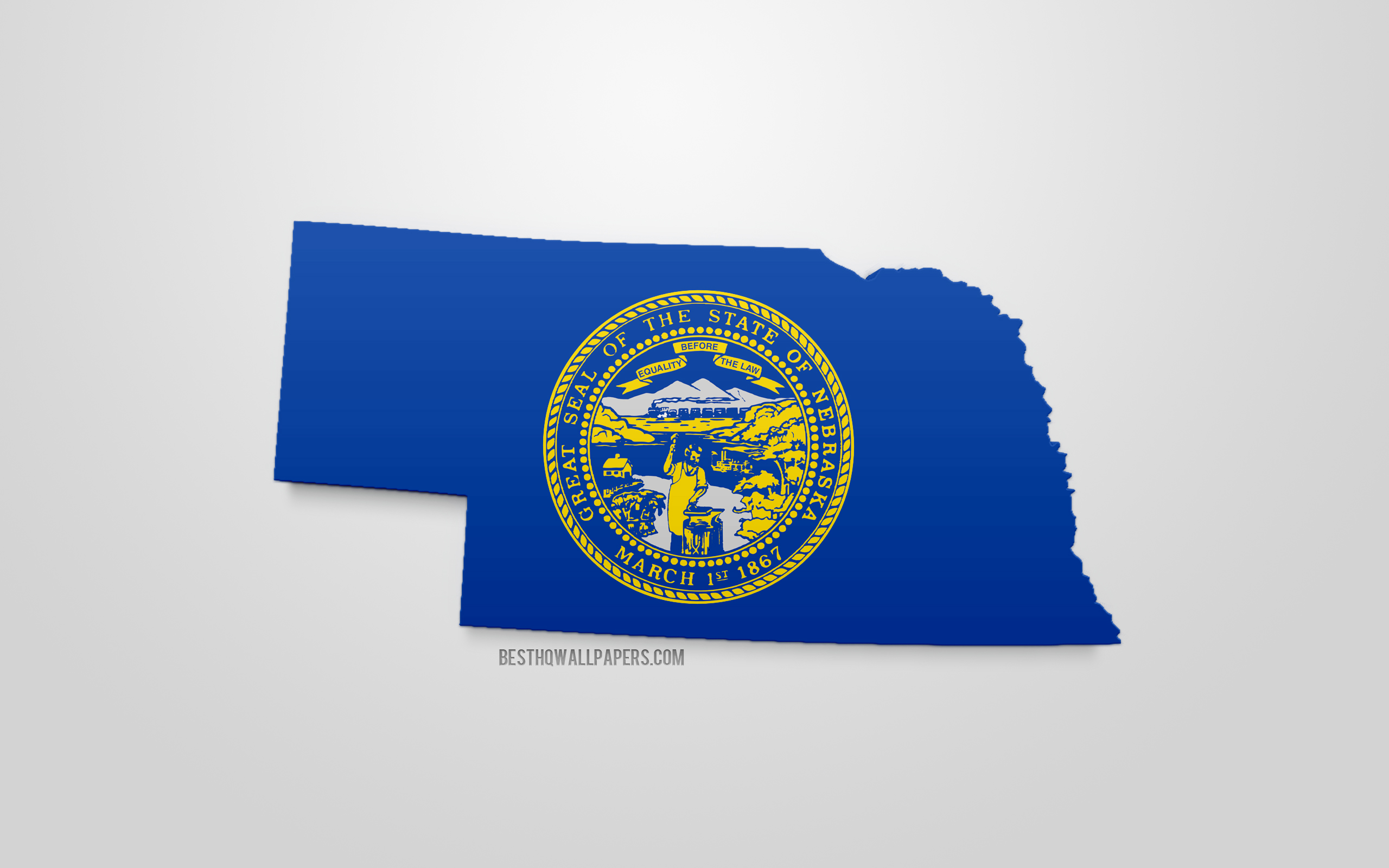 3d Flag Of Nebraska, Map Silhouette Of Nebraska, Us , HD Wallpaper & Backgrounds