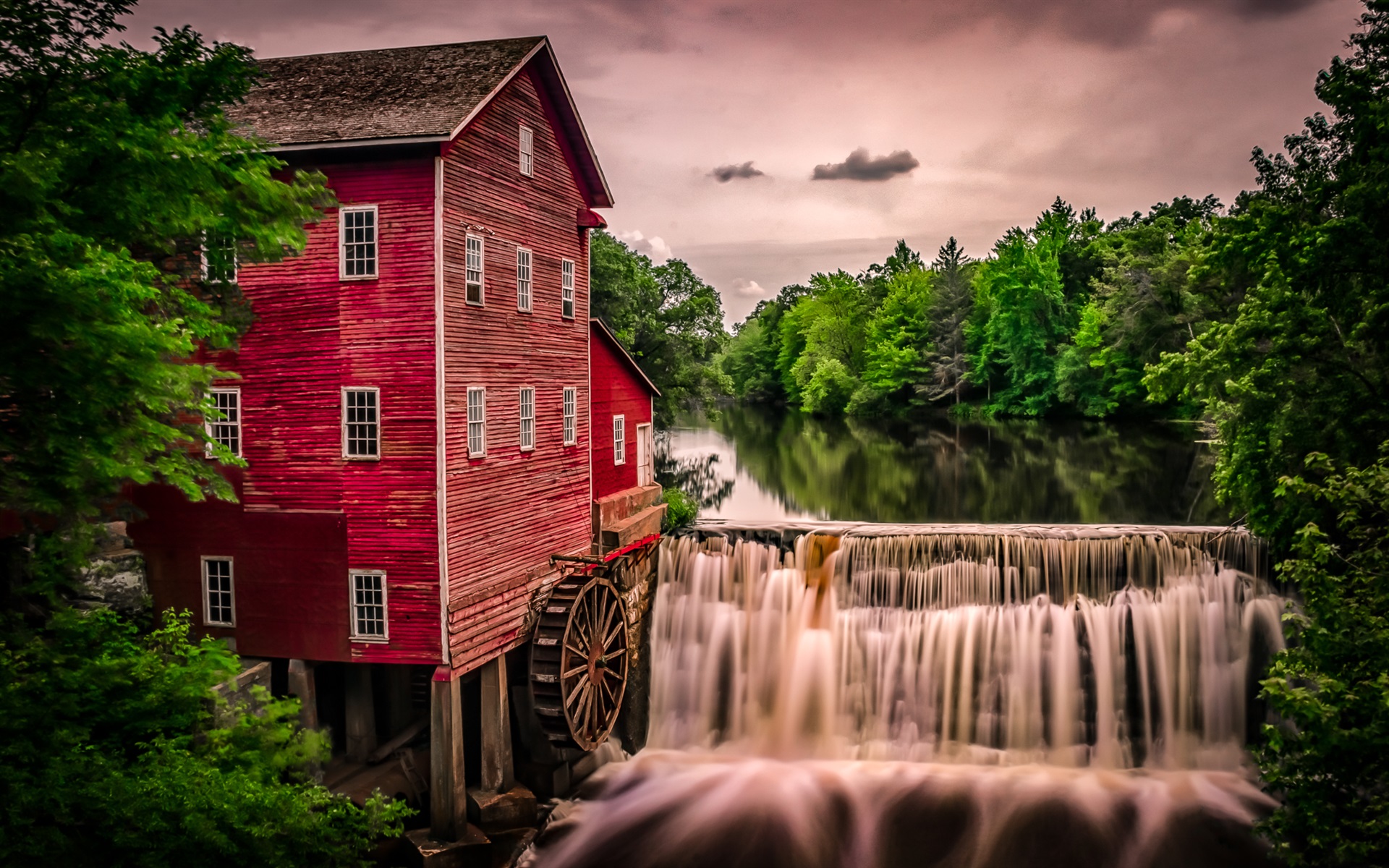 Wallpaper Water Mill, Waterfall, Trees, House, Wisconsin, - Moulin A Chute D Eau , HD Wallpaper & Backgrounds