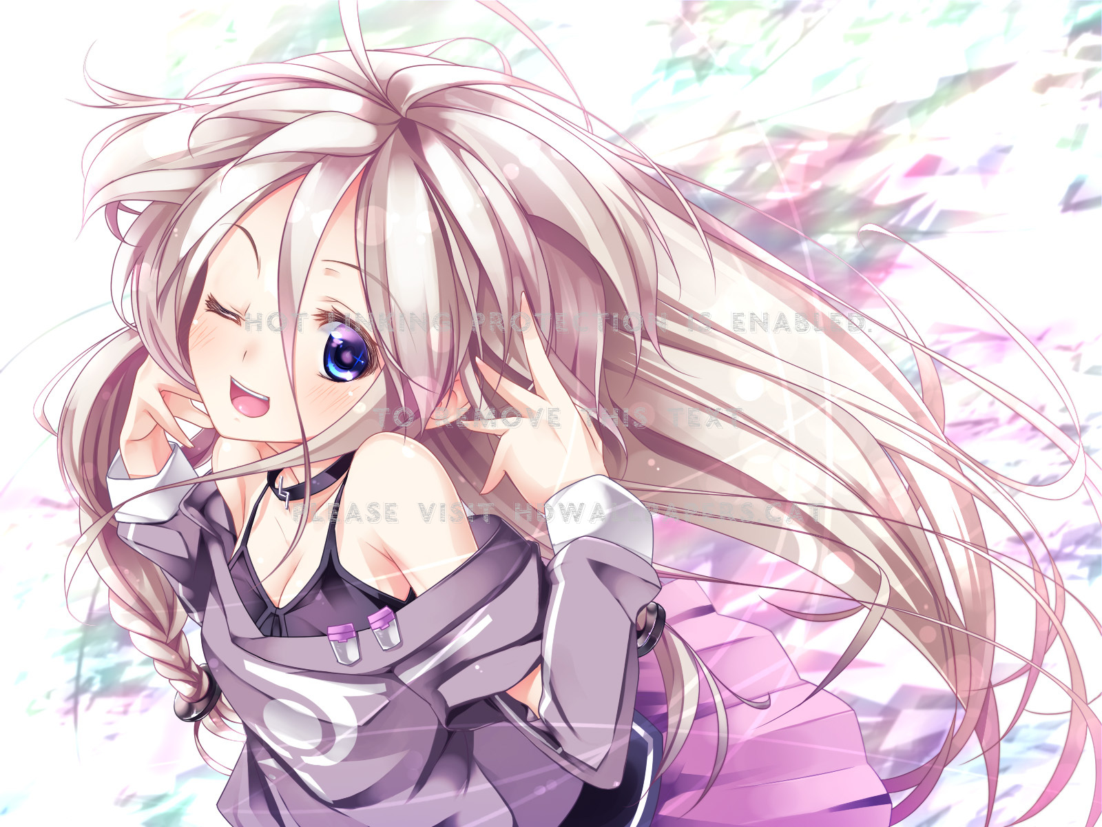 Ia Kawaii Girl Winking Vocaloid Anime Pink - Cute Anime Teenage Girl , HD Wallpaper & Backgrounds