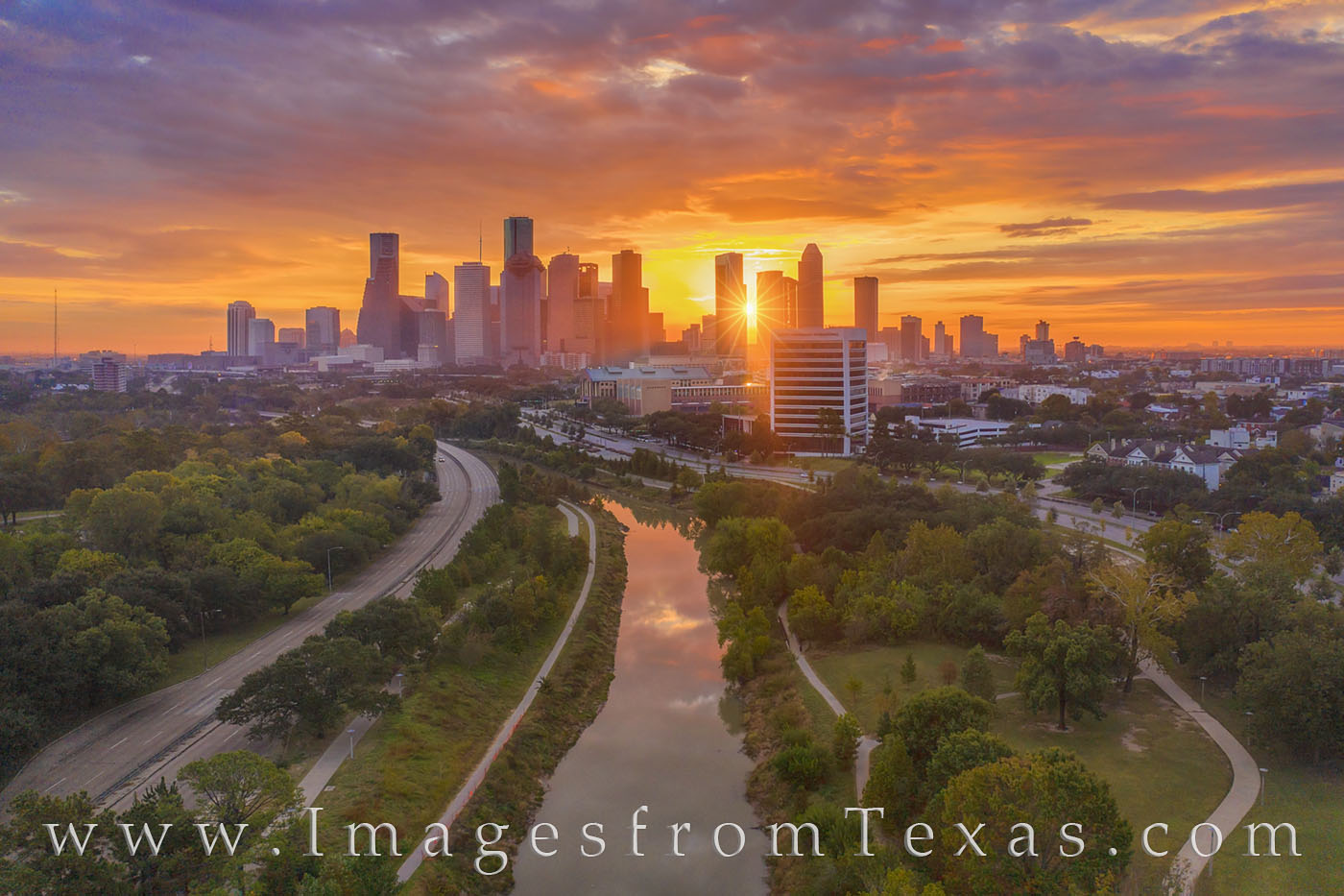 Houston Skyilne, Aerial Photography, Sunrise, Buffalo - Best Houston Photographs Skyline , HD Wallpaper & Backgrounds