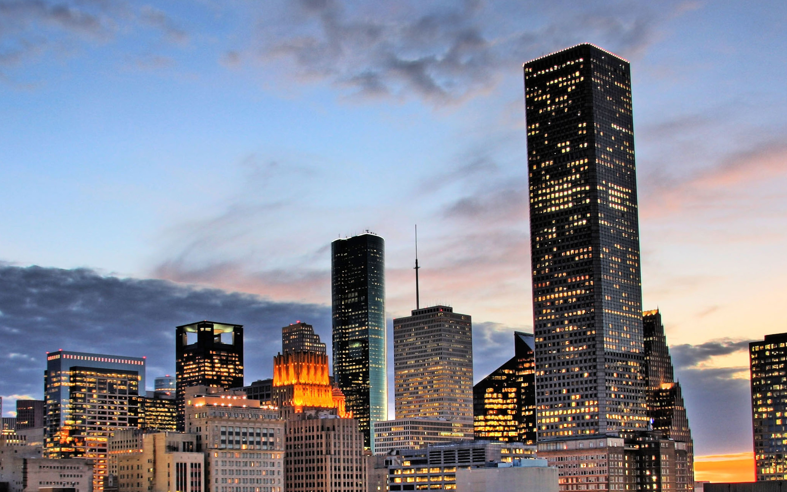 Houston, Texas, Evening, Sunset, Skyscrapers, Modern - Move To Houston , HD Wallpaper & Backgrounds