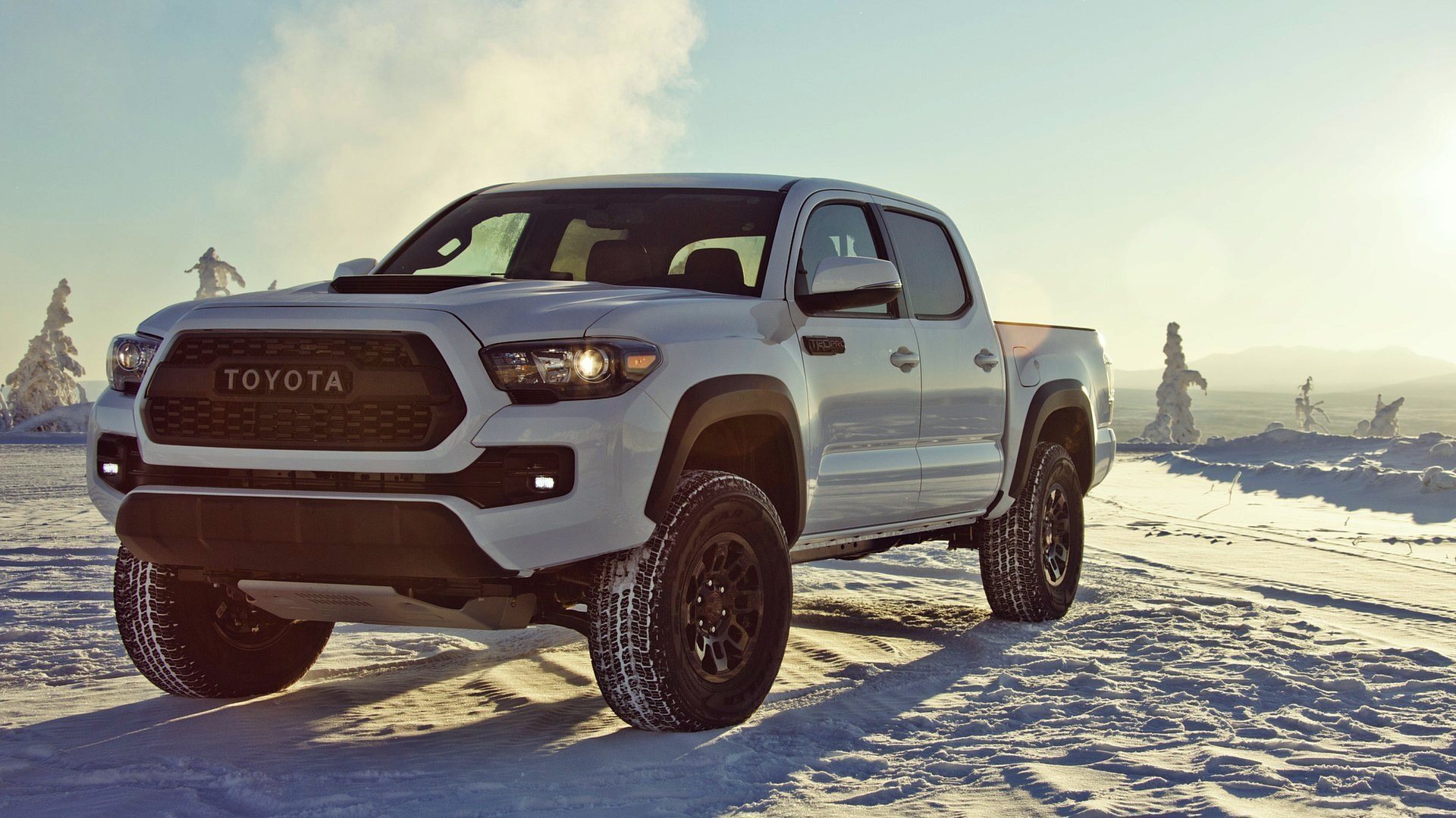 White, 2017, Toyota, Tacoma, Trd, Pro, Pickup, Winter - Tacoma Gris Cemento , HD Wallpaper & Backgrounds