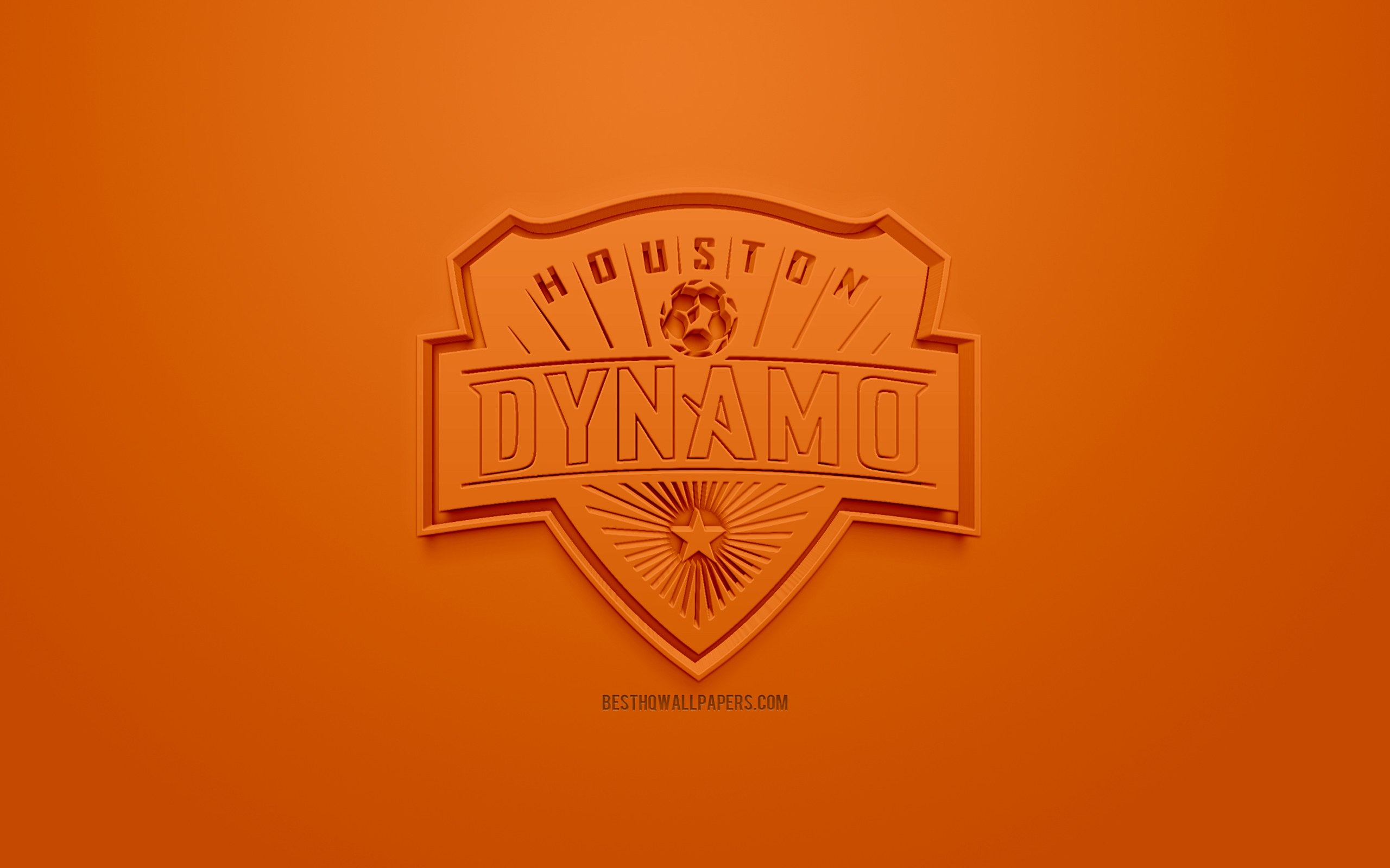 Houston Dynamo, Creative 3d Logo, Orange Background, - Emblem , HD Wallpaper & Backgrounds
